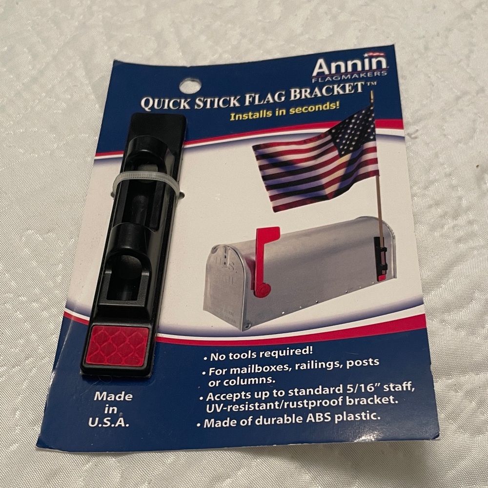 NWT ANNIN Flagmakers Quick Stick Flag Bracket for Mailboxes Railings & Posts….